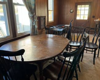Walter of Wabash table and Hitchcock chairs