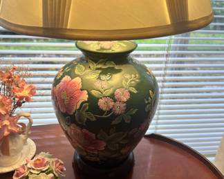 Green Chinoiserie Floral Table Lamp