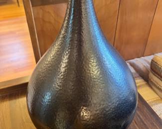 Dark Brown Textured Ceramic Bulbous Vase