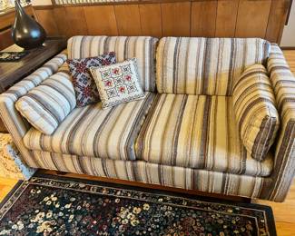 Mid Century Striped Loveseat