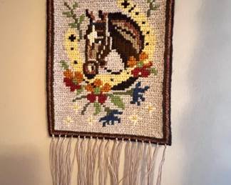 Swedish Embroidery Wall Hanging with Horse Design
