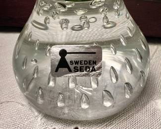Aseda Glasbruk Green Swedish Glass Bud Vase