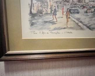 Freamed & Matted Watercolor Print "Paris L'Arc de Triomphe de L'Etoile" by Arno 