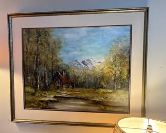 Framed & Matted Landscape Oil Painting by J. Evaneff