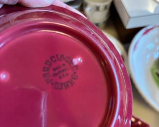 Franciscan Ware Coronado Swirl Maroon Dishes - Set of  6 Salad Bowls, Creamer, Sugar, Small Pitcher