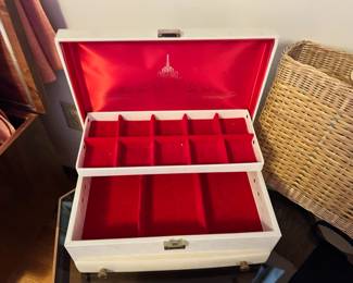 3 Tier White Jewelry Box with Red Lining