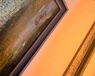 Framed & Matted Landscape Oil Painting by J. Evaneff