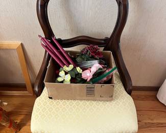 Victorian Balloon Back Parlor Chair with Cream Upholstery