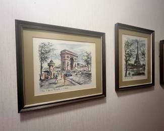Freamed & Matted Watercolor Print "Paris L'Arc de Triomphe de L'Etoile" by Arno 