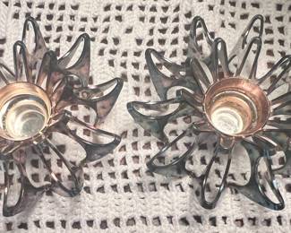 Pair of Sweden Mema Epb Silver Plated Small Modernist Design Candle Holders