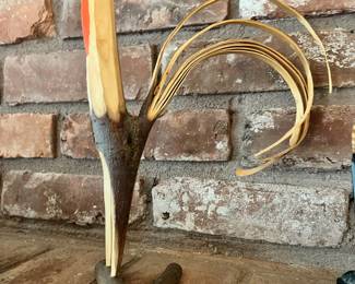 Carved Tree Limb Rooster Sculpture