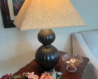 Double Sphere Black Ceramic Table Lamp