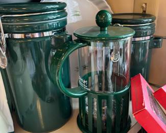 Bodum French Press Coffee Maker, 2 Green Ceramic Cannisters