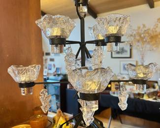 Tiered Black Iron and Glass Candelabra/Votive Holder