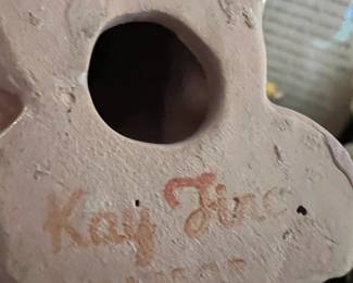 Kay Finch Pink/Turquoise Owl Figurine, Kay Finch Pink/Turquoise Pink Baby Jezzy Kitten Figurine