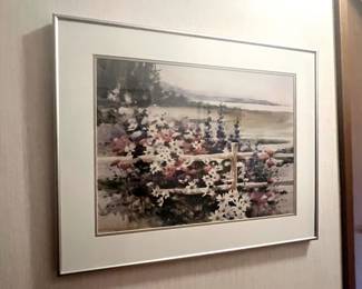 Framed & Matted Print of Wildflowers/Landscape by D. Watson