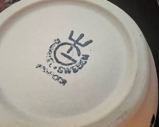 Gabriel Stengods Sweden Ceramic Pot with Floral Design