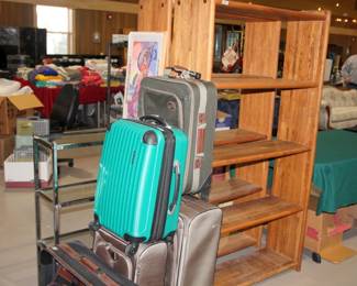 Luggage, Pair of Oak Bookshelves