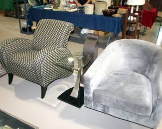 Kroehler Barrel Chair, Krispins Memphis Style Lounge Chair, Side Table