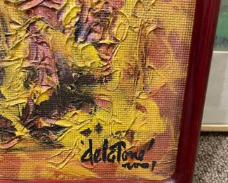 Framed Scribble Abstract Oil Painting by Joseph de La Torre