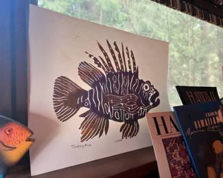 Linoleum Block Print by Hawaiian artist Avi Kiriaty 