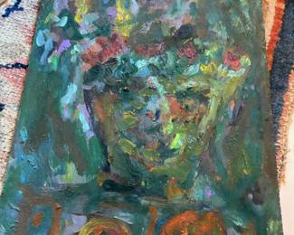 1991 Abstract Portrait Oil Painting by Joe Reno