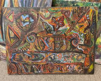 1996 Abstract Oil Painting on Canvas by Joe Reno