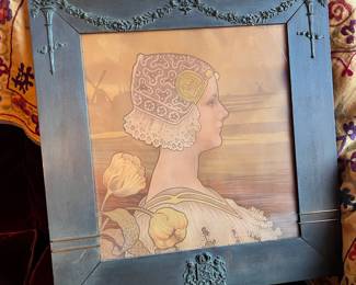 Framed Lithograph of Queen Wilhelmina of the Netherlands by Paul Emile Berton