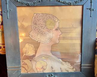 Framed Lithograph of Queen Wilhelmina of the Netherlands by Paul Emile Berton