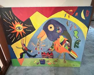 1989 Abstract Surrealism Painting by Joe Reno