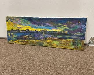 Abstract Impressionist Gouache Painting of Puget Sound by Joe Reno