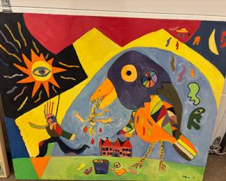 1989 Abstract Surrealism Painting by Joe Reno