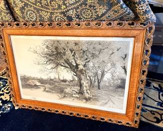 Framed Original Etching "A Glimpse of the Village" by Ernest C. Roth