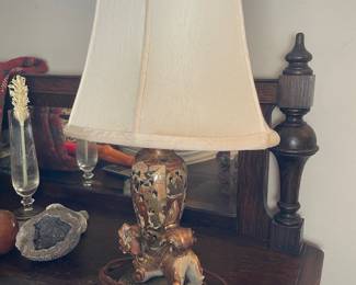 Japanese Satsuma Lion Table Lamp