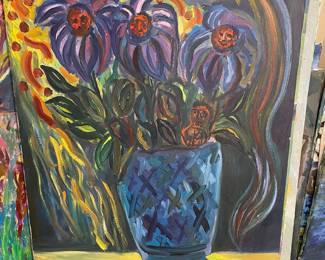 Abstract Expressionist Floral Bouquet Painting by Joe Reno