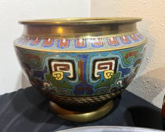 Japanese Brass Cloisonné Jardiniere