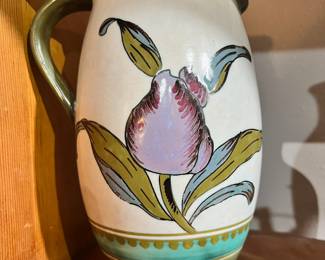 Royal Gouda Holland Irene  Handled Pitcher with Tulip Design