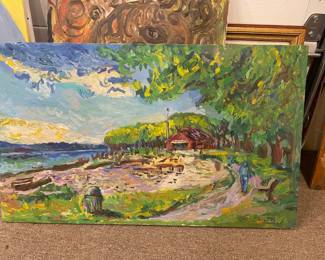 1995 Impressionist Painting of Golden Gardens Park by Joe Reno