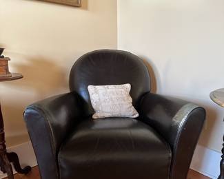 Calia Italia Black Leather Lounge Arm Chair