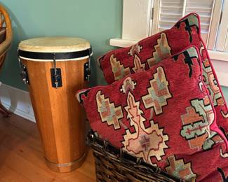Congo Bongo Drum, Kilim Style Throw Pillows