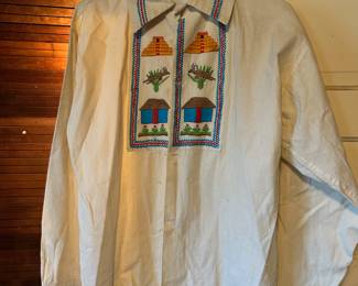 Central America Embroidered Long Sleeve Button Up Shirt
