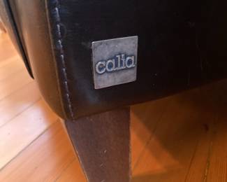 Calia Italia Black Leather Lounge Arm Chair