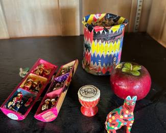 Peruvian Folding Wood Diorama, Mini Oaxacan Wood Carving Coyote Figurine