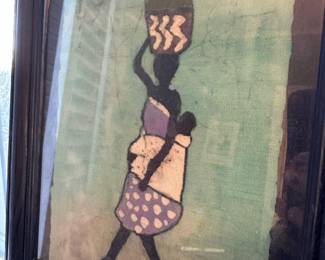 Framed African Batik Cloth Artwork