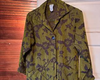 CMC Color Me Cotton Green Floral Tapestry Blazer