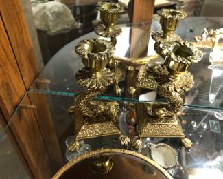 Brass Comodo dragon candlesticks