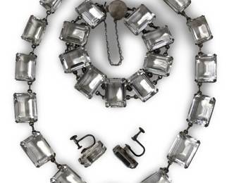 Elegant Art Deco Clear Glass Faceted Jewelry
