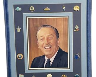 Rare Disney Pin Framed Walt Photo Print

