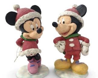 (2pc) Disney Mickey/Minnie Christmas Statues
