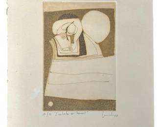 Signed “L’artiste au travail" Etching
